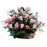 Coral Sunrise Basket of Roses