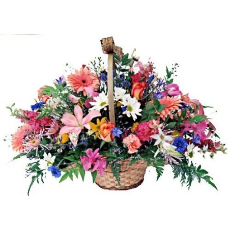 Country Charm Basket of Mixed Flowers
