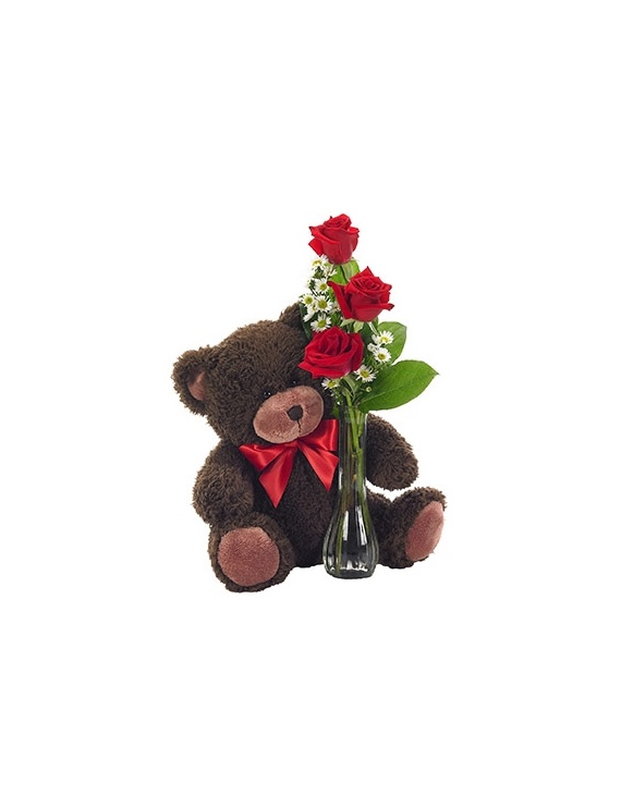 UG Bear Bud Vase Roses