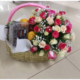 Flowers and Fruits Gift Basket