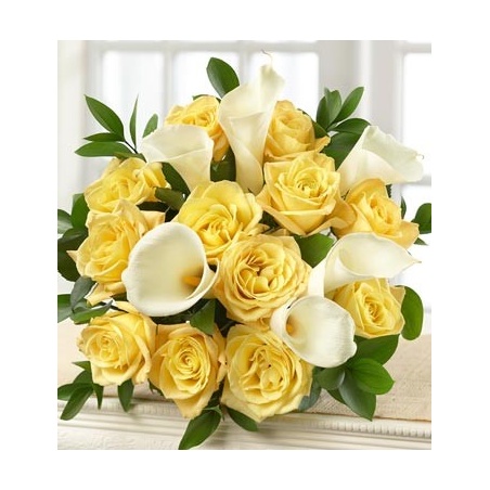 Yellow Rose and White Calla Lily